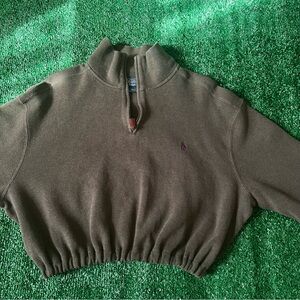 Olive Green Reworked Polo RL Half-Zip Pullover
